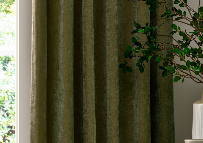 Heavy Chenille Pencil Pleat, Olive - Ready Made Curtains - Image 5